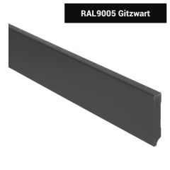 Zwarte plinten. MDF Moderne plint, 70x12, voorgelakt RAL 9005